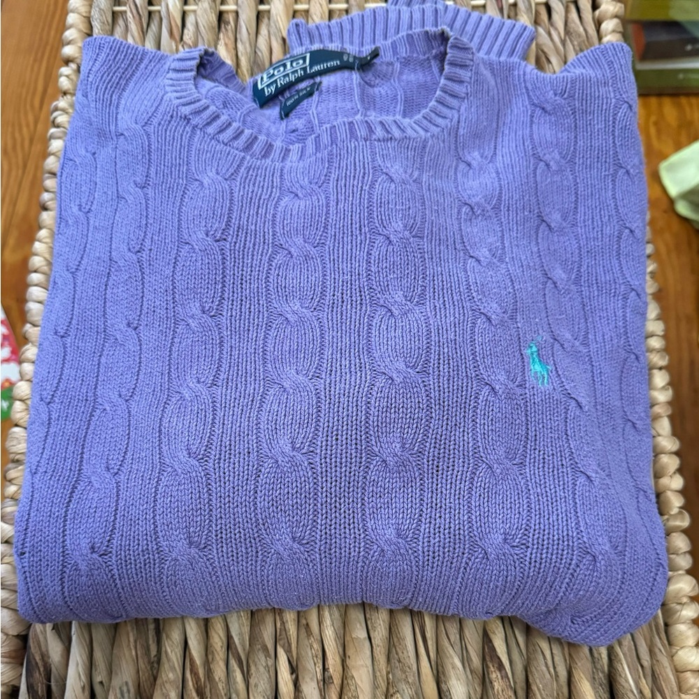Ralph Lauren Raw Silk Sweater Men’s Large Purple 💜Play Condition💜 See Photos